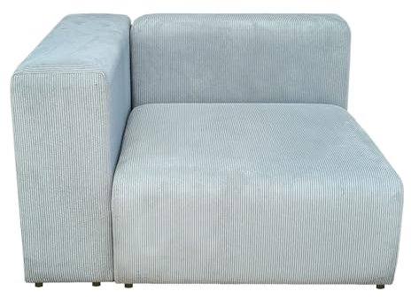[en.casa] Sofa-Modul Suldal Eckelement mit Armlehne Links Eckteil Sofa-Element Modulares Sofa gepolstert 110 x 109 x 68 cm Cord Couch-Element Hellblau