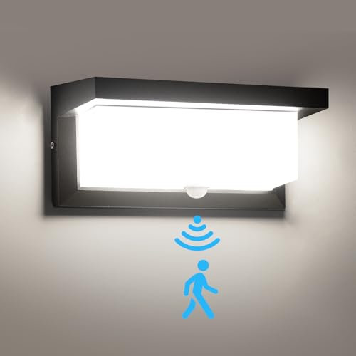 Audor 24W Außenlampe mit bewegungsmelder, IP65 Wasserdicht LED Wandleuchte Aussen, Außenbeleuchtung für Garage Wandlampe 6000K Außenleuchte Wand, Außenwandleuchte für Garten Flur Treppenhaus