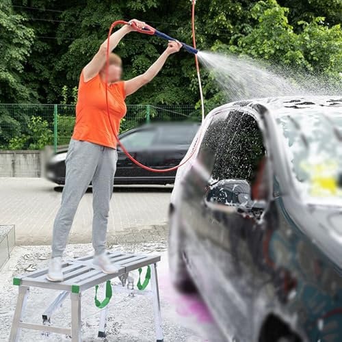 HFFKOS Scaffold Step Ladder Work Platform for Car Wash Adjustable High Work Platform with Stable Galvanized Steel Legs and Scaffold Boards Ideal for Masonry Wall Graffiti 6.6ft x 1.3ft