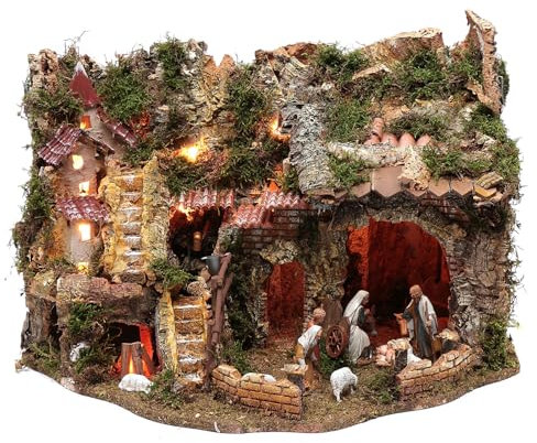 Villaggio con Fontana, Luce e Fuoco 40x60x45 cm, Vuota