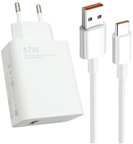 Chargeur 67W Rapide pour Xiaomi avec Câble USB C 2m, Adaptateur Secteur pour Xiao mi 14 13T/13/13 Pro/12/12 Pro/11/10/ pour Xiaomi Redmi Note 13/13 pro/12/12 pro/11/11 pro/10/9