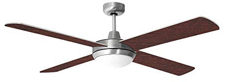 V-TAC Deckenventilator mit Fernbedienung Ventilatorlampe 3 Stufen Deckenleuchte Lüfter Vor-/Rücklauf, Metall Holz, Flügel wendbar, 2x LED 3,7W 320Lm warmweiß, DxH 132x41 cm