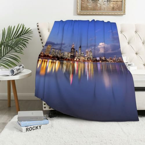 MAAPCHP Kuscheldecke Flauschig Decke Fleecedecke Skyline von Perth, Westaustralien bei Wohndecke Warm Winter Weich,Decke Couch Blanket,Wohn- & Kuscheldecken 76 x 100 cm,Sofa überwurfdecke