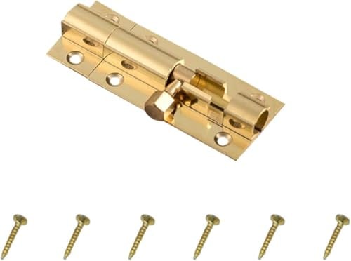 2 Inch Slide Gate Latch Bolt, Brass Heavy Duty Solid Door Latch Lock, Gold