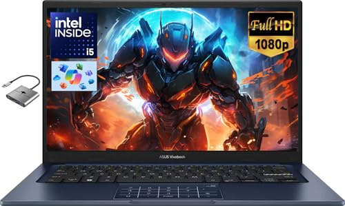 ASUS Vivobook - Computer portatile FHD da 14 pollici per studenti aziendali, scuola domestica, Intel Core i5 (Beat i7-1250U), 24 GB di RAM 1 TB SSD, webcam privata Windows 11 con accessori