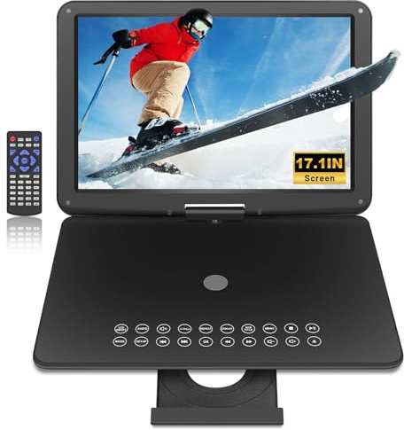 BOKYOK Lecteur DVD portable de 19,8 cm avec grand écran HD de 17,6, 4 à 5 heures de lecture, lecteur DVD portable avec double haut-parleur, dernière mémoire, prise en charge de synchronisation TV/USB
