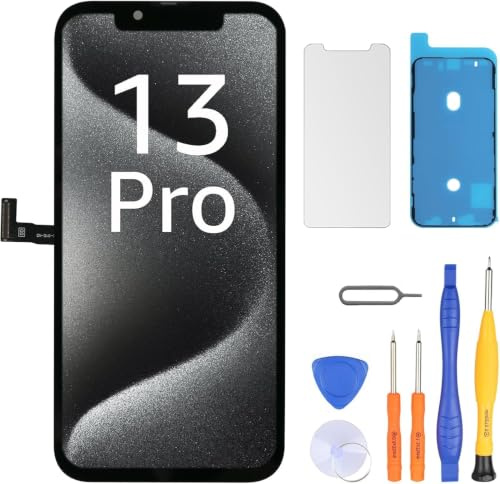 LL TRADER Screen Replacement for iPhone 13 Pro LCD 6.1 with Repair Kit | Touchscreen 3D Touch Digitiser Frame Mount with Waterproof Adhesive Tape, Protector (Programmable True Tone)