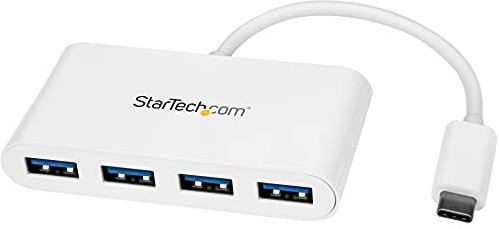 StarTech.com Hub USB-C 4 Ports USB-A (USB 3.0 SuperSpeed 5Gbps) - Alimenté par bus USB - Adaptateur USB-C vers USB-A - USB 3.1 Gen 1/USB 3.2 Gen 1 Type C - Blanc