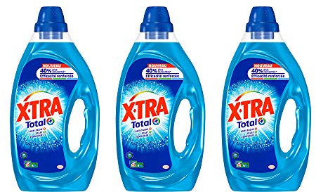 X•TRA Total+ – Lessive Liquide Universelle – Blanc et Couleur – 75 Lavages (Lot de 3 x 1.25L)