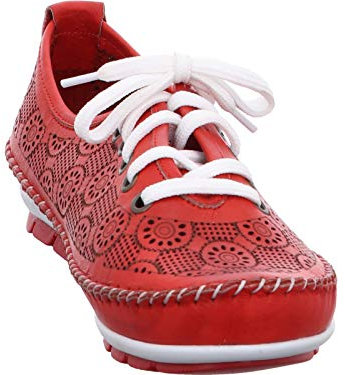 Gemini 003143-01 Damen Halbschuhe Slipper Schnürschuhe Leder, Größe:37 EU, Farbe:Rot