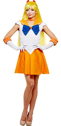 Funidelia | Sailor Venus Kostüm - Sailor Moon 100% OFFIZIELLE für Damen Größe S Anime, Cosplay, Usagi Tsukino, Zeichentrickfilm - Farben: Orange, Zubehör für Kostüm