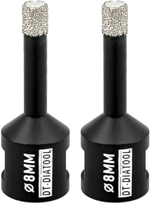 DT-DIATOOL Diamond Drill Bit 2PCS 8mm Hole Saw for Dry Drilling Tile Porcelain Marble Ceramic Granite