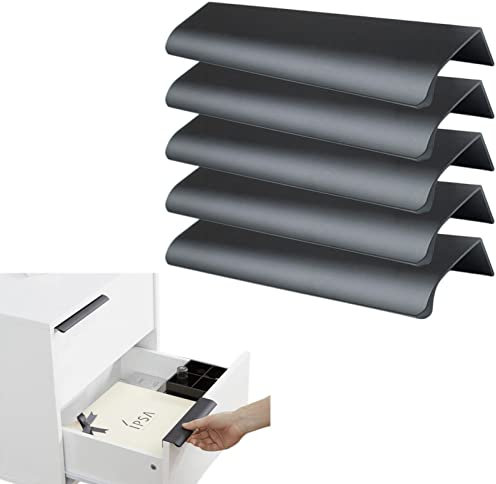 MOVKZACV Black Drawer Pulls, Finger Edge Pull Concealed Handle,Modern Style Cupboard Handles for Home Kitchen Door Drawer Cabinet Aluminum Alloy (5Pcs L:120mm)