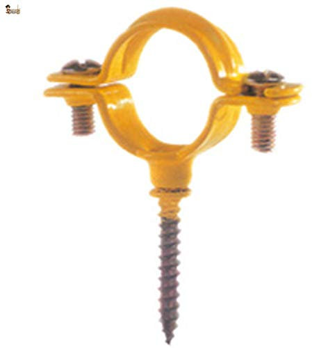 BricoLoco Abrazadera metálica plastificada con tornillo para pared. Recubrimiento plástico. Especialmente diseñada para sujeción tubos de gas de cobre. (10, Apertura 15-16 mm.)