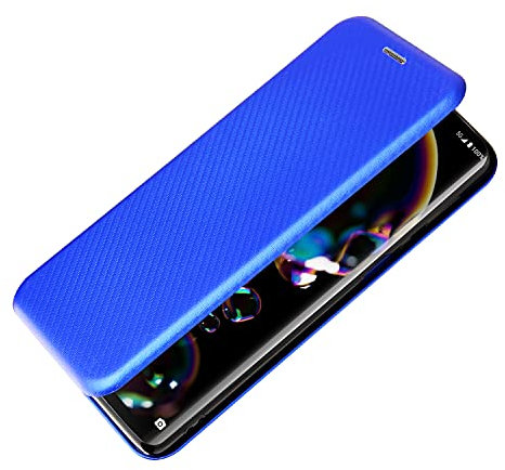 SHIEID Coque pour TCL 20 SE, Étui téléphone Portable en Fibre de Carbone est Faite de Coque Rigide en PC et TPU,Rabat avec Fente Carte et Support Fonction Étui pour TCL 20 SE-Bleu