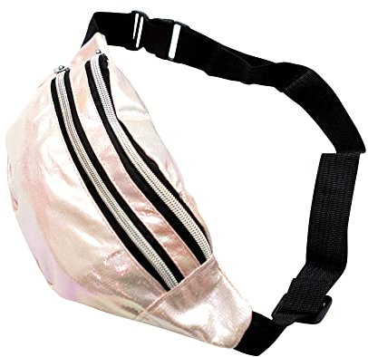 Vixelle Bauchtasche, holografischer Stil, Hüfttasche für Damen, Mädchen, Kinder, wasserdichte Tasche für Reisen, Festival, Urlaub, Wandern, Wandern, Laufen, Outdoor, Camping, Sport, Marshmellow, 34