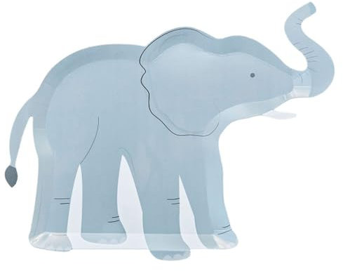Ginger Ray 'Let's Go Wild' Eco Friendly Elephant Shaped Paper Plates-8 Pack, Multi