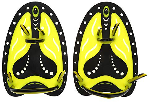 SUNGOOYUE Schwimmpaddel, Schwimmen, Tauchen, Handflossen, Paddel mit Schwimmhäuten, Trainingsflosse, Tauchausrüstung(L-Gelb)