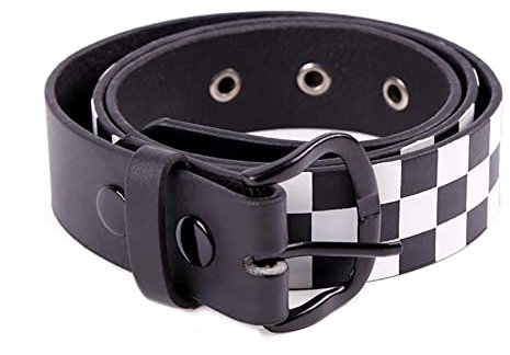 Punk Canvas Checkerboard Gürtel Männer Frauen Jeans Metallschnalle Karierte Gürtel Mode Street Style Schachbrett Lässig Karierter Bekleidungszubehör Streetwear Mode Belt (100cm, Karo Schwarz Weiß)