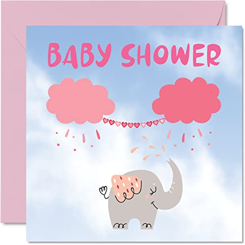Stuff4 Babykarte für Mädchen, Elefanten-Design | Für Babyparty, Well Done Congrats New Baby Cards, Welcome To The World Home Gifts, 145 mm x 145 mm