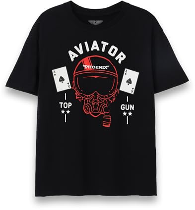 Top Gun Maverick Mens T-Shirt | Adults Aviatior Helmet Short Sleeve Graphic Tee in Navy | Phoenix Ace of Spades Action Movie Apparel Top | Iconic Film Series Merchandise Gift