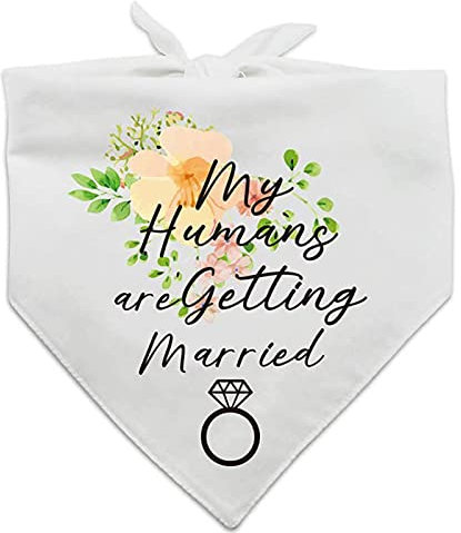 LAIYOHO Hunde-Bandanas My Humans Are Getting Married Pet Bandanas Hochzeits-Bandana Hochzeits-Haustier-Bandana-Schal mit eleganten Blumenblättern Rautenmustern für Hunde-Katzen-Liebhaber