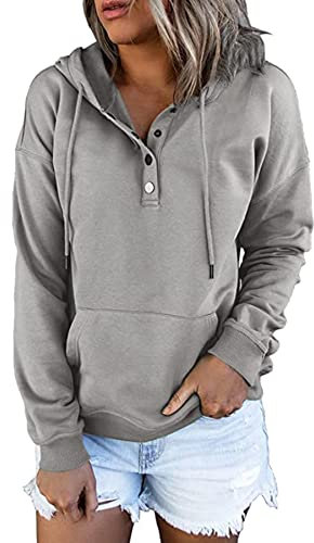 GOLDPKF Hoodies for Women Uk Womens Oversized Sweatshirts Warm Fleeces for Women Jumpers Cosy Comfortable Tops Grey Size XL UK18-20