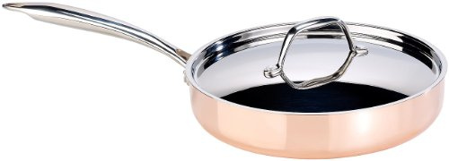 Tornwald-Schmiede Pfanne Kupfer: Kupfer-Schmorpfanne mit Deckel, 24 cm (refurbished) (Pfanne für Fisch, Sandwichboden, Kochplatte)