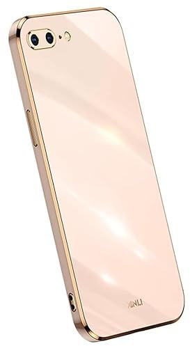 Topme Custodia in Silicone per iPhone 7 Plus/iPhone 8 Plus (5.5 Inches), [ Cover per Telefono in Stile Bordo Dorato] - Rosa