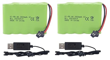 ZYGY 2PCS 6.0V 2800mah AA Rechargeable Battery SM-2P plug with USB Charging Cable for TB141 TB142 DE37 RC Toy Car Stunt Car RC Excavator Car Truck Construction Car Battery