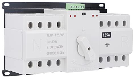 Lwuey Interruptor de Transferencia Energía Dual,Interruptor Cambio Automático 4P 125A 400V AC CB Mini Potencia Electrónico Inteligente para Municipal Generador Edificios Oficinas Centros Comerciales