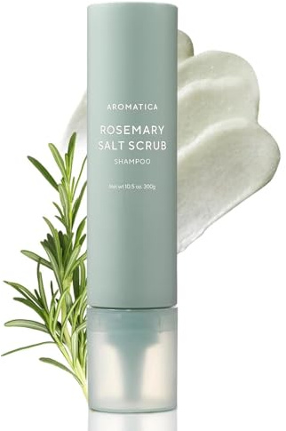 AROMATICA Rosemary Salt Scrub Shampoo - Hair Loss Korean Scalp Detox Shampoo with Rosemary Scalp Oil | Scalp Exfoliator with Salt Scrub for Oily Scalp | Sulfate Free, Silicone Free (10.5 oz / 300g)