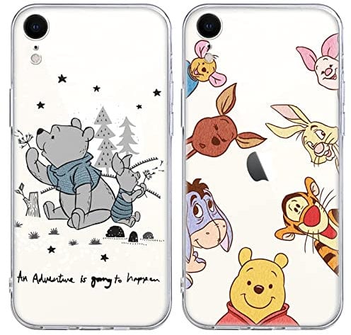 FGIAZDU 2 Pack Anime Phone Case for iPhone XR,Cute Bear Fun Tiger Cartoon Cover Aesthetic Character Cases for Girls Boys Women Kids,Soft TPU Shockproof Protective Funda for iPhone XR 6.1 Clear