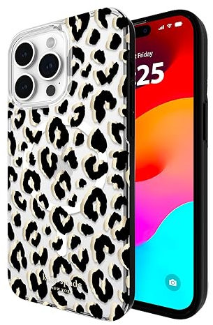 Kate Spade New York iPhone 15 Pro Max Case, Compatible with MagSafe - City Leopard Black