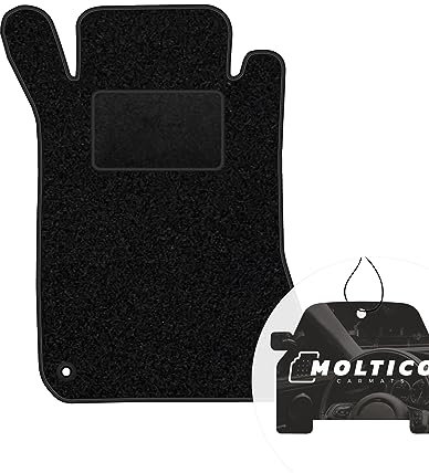 moto-MOLTICO Fahrer Fußmatte Auto Velours Fahrerseite Autoteppiche Schwarz Fahrermatte 1-teilig passend für Mercedes-Benz C-Klasse W203 Coupe 2001-2008