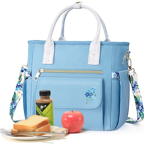 Hihealer Deluxe Lunch Bag Women Mothers Day Gifts with Rare Floral Design - Large Leakproof Insulated Multi Pocket Cool Bag with Removable Strap for Work/Picnic Gifts Christmas Xmas Gifts for Women