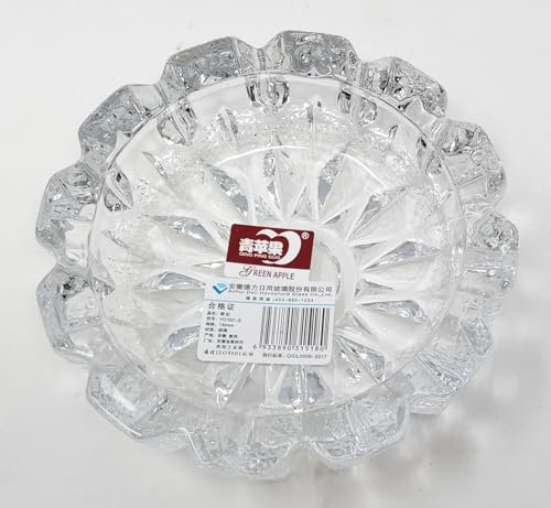 Outdoor Ashtray Windproof Ashtrays for Outside, Glass Round Ashtray, Cool Ash Tray Inside - Pub Glass Ashtrays Perfect for Cigarette Smokers at Home JR1205