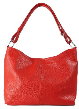 1990s Umhängetasche für Damen aus echtem Leder, mittlere Schultertasche aus Leder, Hobo mit ausziehbarem Schultergurt., rot