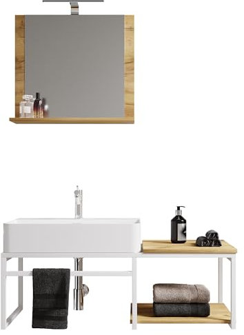 VCM Mueble Lavabo 3 Piezas Conjunto Mueble baño Lavabo Madera Metal Estilo Industrial Bitila 100 V2 Mueble Lavabo 3 Piezas Conjunto Mueble baño Lavabo Madera Metal Estilo Industrial Bitila 100 V2