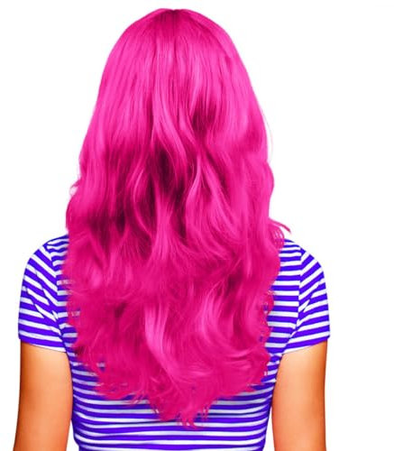 Hatstar Sexy Damen Langhaar Perücke | Frauen Wig lockig - gewellt | Accessoire für Fasching, Karneval und Motto Party (pink)