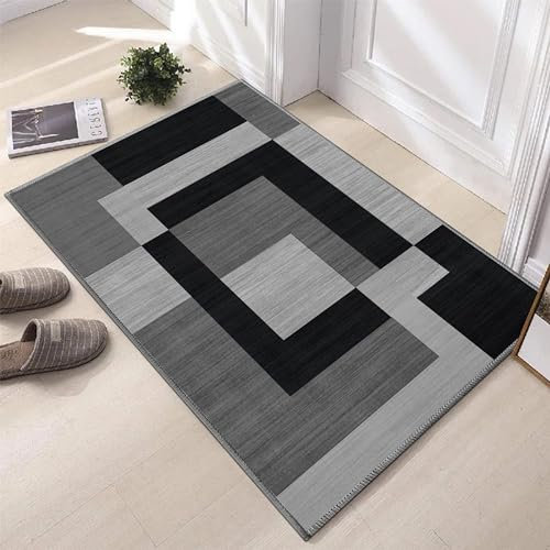 Hafaa Door Mat Indoor & Outdoor - Non Slip Heavy Duty Doormats - Stylish & Printed Mat - Perfect Dust Grabbing Shoes Scrapper Door Mats (Milo Black & Grey, 40cm x 60cm)