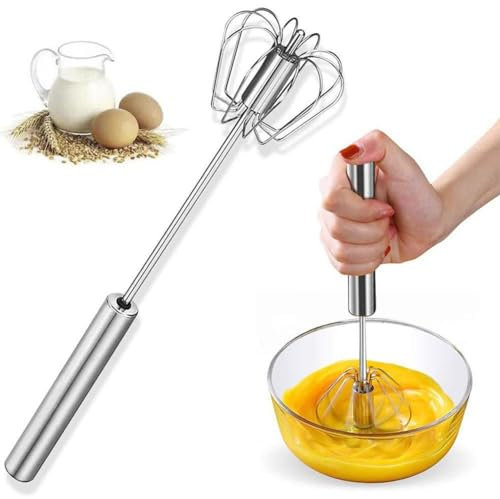 Whizzy Whisk,2024 New Stainless Steel Semi-Automatic Whisk,Automatic Whisk Mixer Stirrer Tool,Hand Push Mixer Stirrer Kitchen Gadgets for Blending, Whisking, Beating