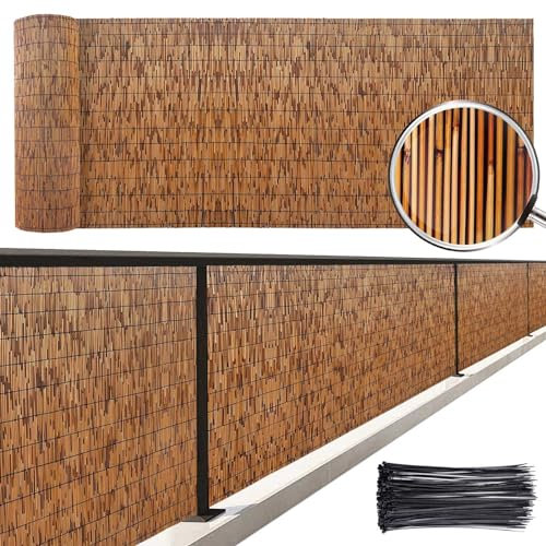 Maßgeschneiderter Bambus-Gartenzaun 100X500Cm 110X600Cm 120X700Cm Natürliche Schilfrohr-Zaunrollen For Privatsphäre Im Außenbereich Schilfschirme Bambuszaun For Balkon Dekorative Roll Terrassenteiler