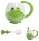 Bocguy Tasse de grenouille, tasse de grenouilles avec cuillère, tasse à café de dessin animé mignon, tasse de grenouille en céramique pour femmes, amis, enfants, anniversaire, Noël