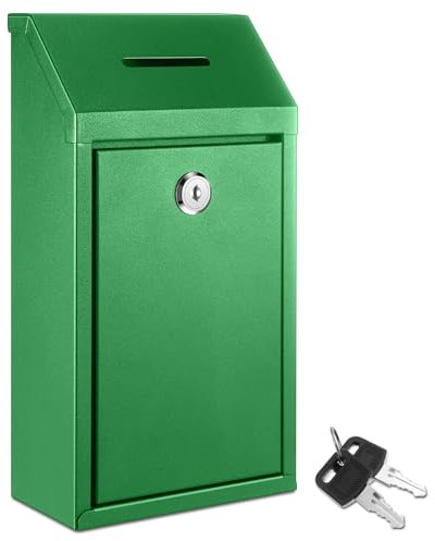 Yaocom Metall-Spenden-Kassette, Sammeltresor, Vorschlagsbox mit Schloss, Wandmontage, Briefkasten, Lieferurne für Zuhause, Büro, Außentür (Hellgrün)