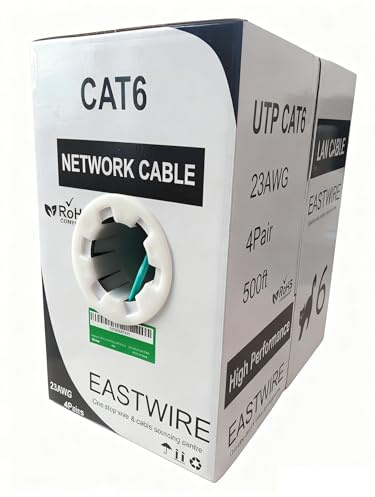 10 colors available -Gray Jacket 500ft Pull Box Category Cable, LAN Cable, Network Cable, CAT6 Solid Bulk Ethernet Cable, 23AWG 4 Pair, Unshielded Twisted Pair (UTP),DSX-8000 Certified,550MHz