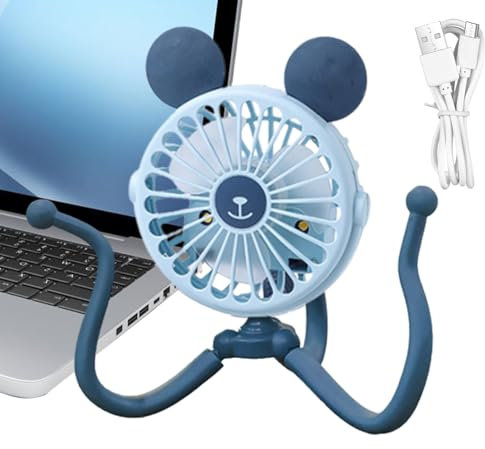 Hutnncg Ventilador de cuna recargable, ventilador de trípode con clip para cochecito, ventilador portátil de mano eléctrico personal con clip de trípode silencioso para carrito de cuna
