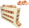 FUIBEJAE Portauova a 4 Livelli per Frigorifero, portauova a 30 Uova per Frigorifero, organizzatore di Uova per Frigorifero a rotolamento Automatico, per Frigorifero, Cucina,Beige,3pcs