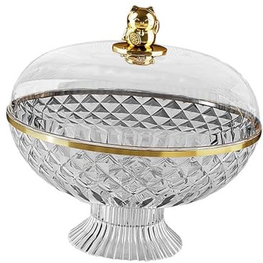 Fenteer Corbeille à fruits sur pied avec couvercle et trous de drainage 8,2 x 10 pouces pour comptoir de cuisine, Clair