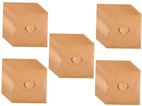 SECFOU 50pcs Vintage Kraft Paper Cd/dvd Envelopes with Heart Button for Party Organized Storage Case